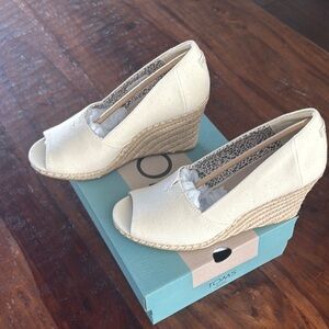 Toms Ivory Espadrille Wedge Sandals